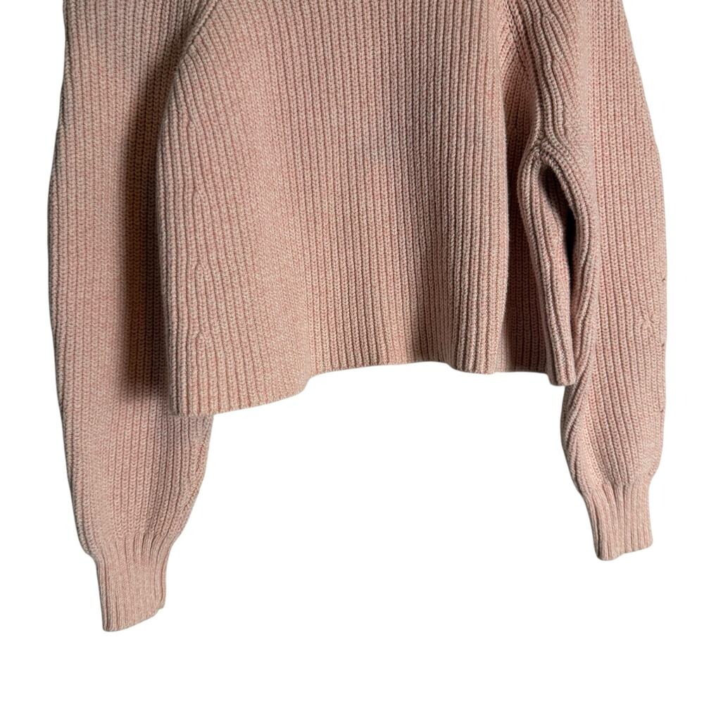Club Monaco Pink Ribbed Knit Boxy Mock Neck Long Sleeve Pullover Sweater - Picture 8 of 16